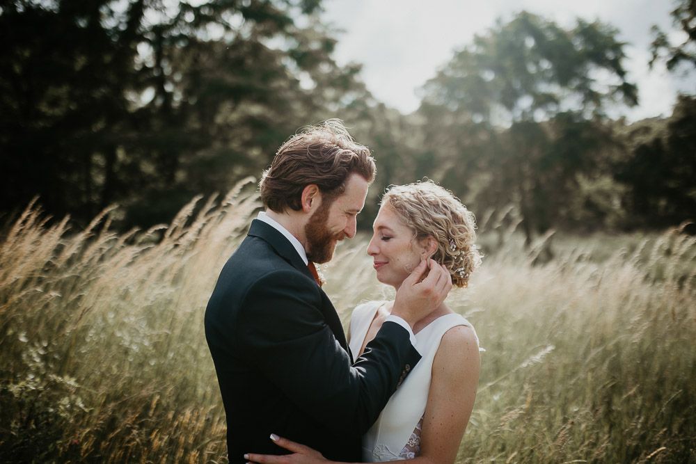 Bride and groom at red maple vineyard wedding in hudson valley