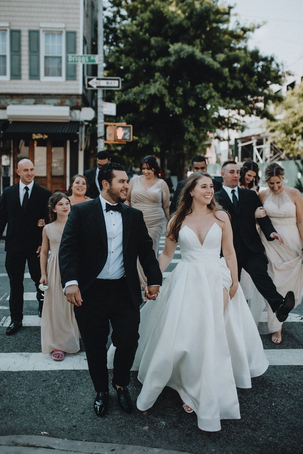 Bridal party in williamsburg before brooklyn winery wedding