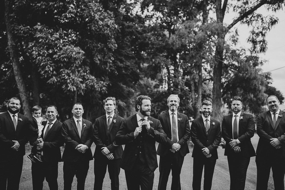 Groomsmen at red maple vineyard wedding in hudson valley