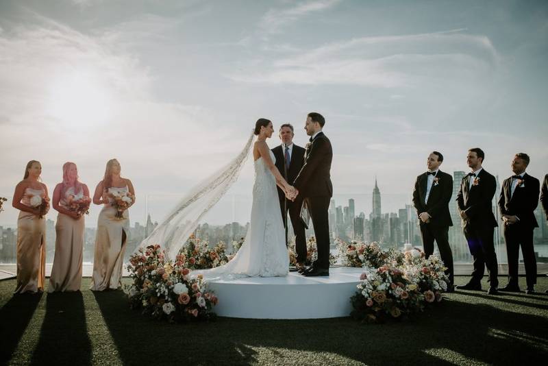 Wedding ceremony on top of the william vale in brooklyn