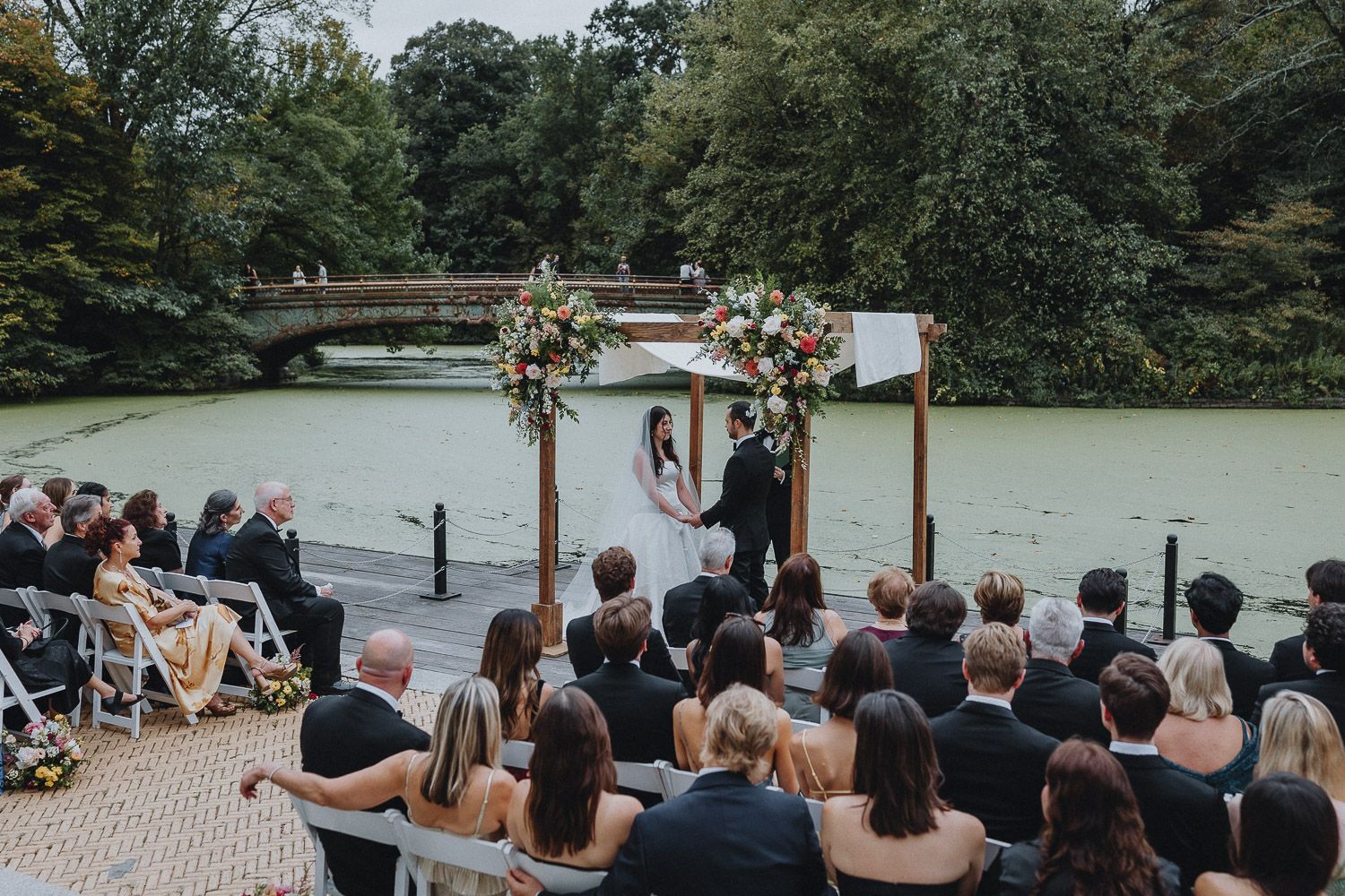 Wedding ceremony at the prospect park boathouse