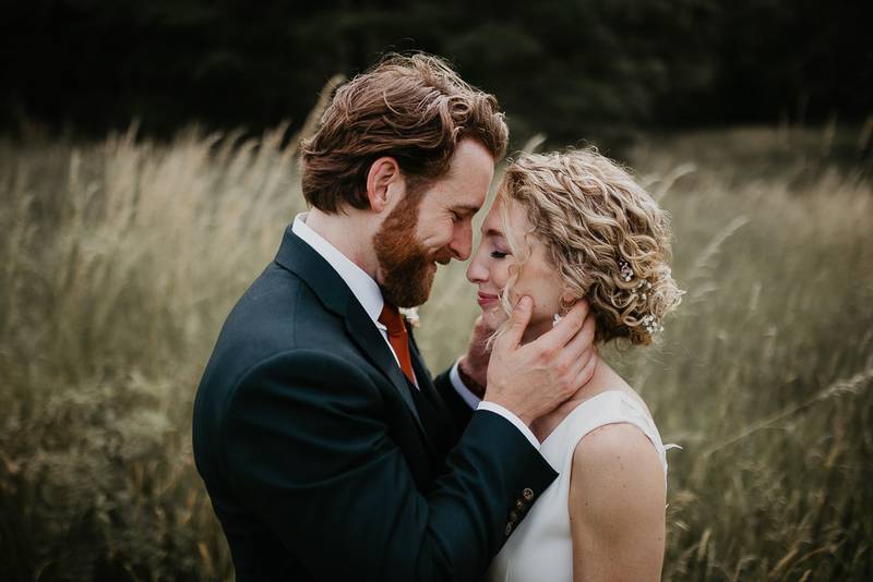 Bride and groom at red maple vineyard wedding in hudson valley
