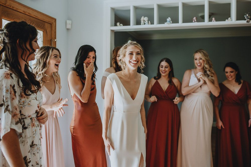 Bride getting ready before hudson valley wedding