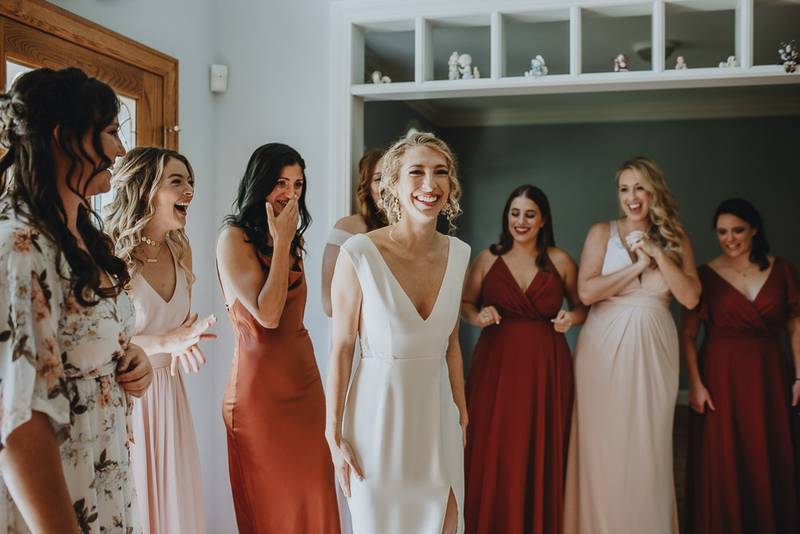 Bride getting ready before hudson valley wedding