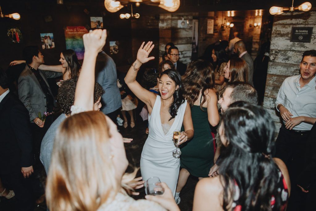 LGBTQ wedding of two brides in brooklyn restaurant