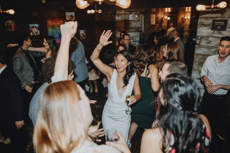LGBTQ wedding of two brides in brooklyn restaurant
