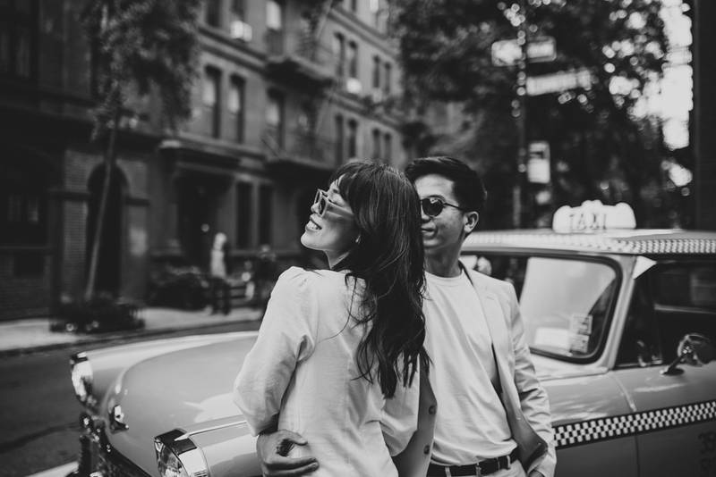 NYC elopement in vintage taxi cab
