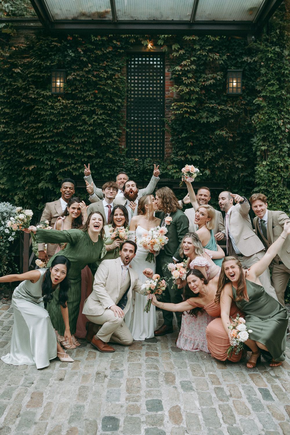 Bridal party at wedding at the foundry nyc