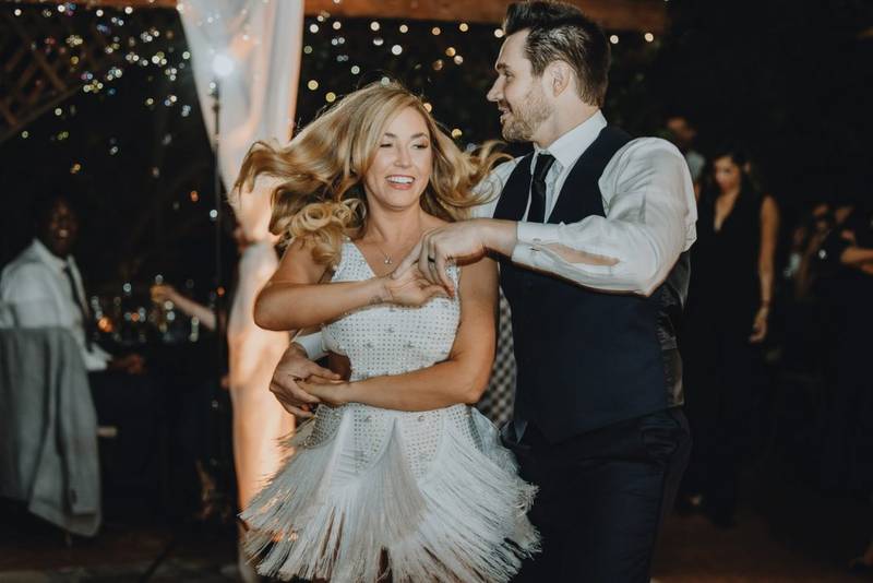 Bride and groom dancing at los angeles wedding reception