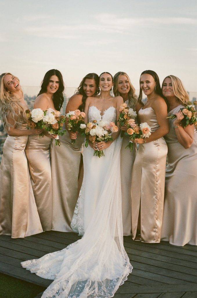 Bride and bridesmaids at brooklyn wedding at the william vale (film photo)