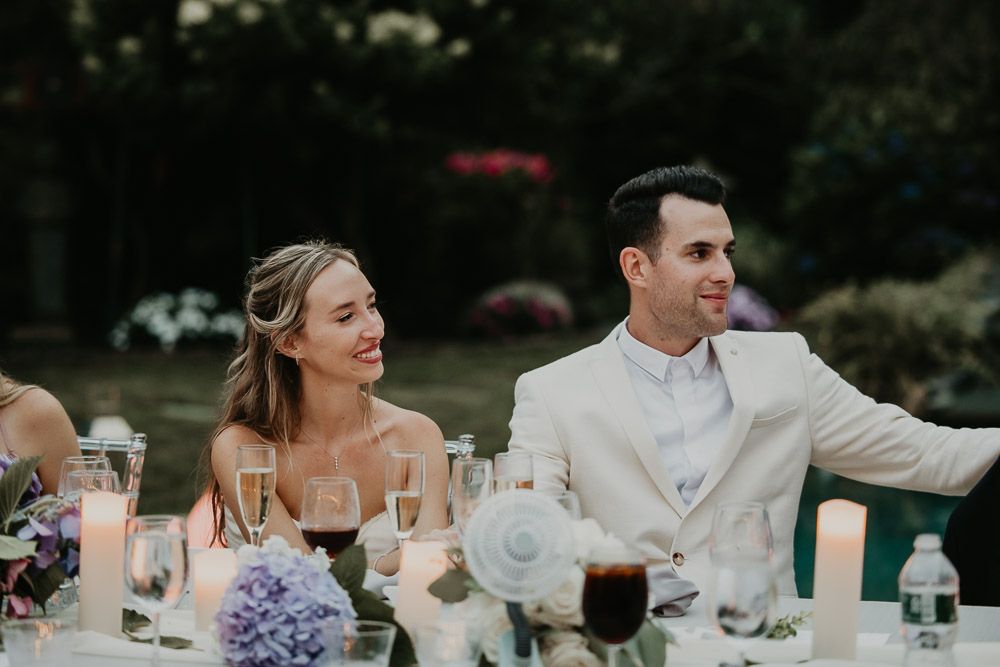 Backyard wedding reception in the hamptons