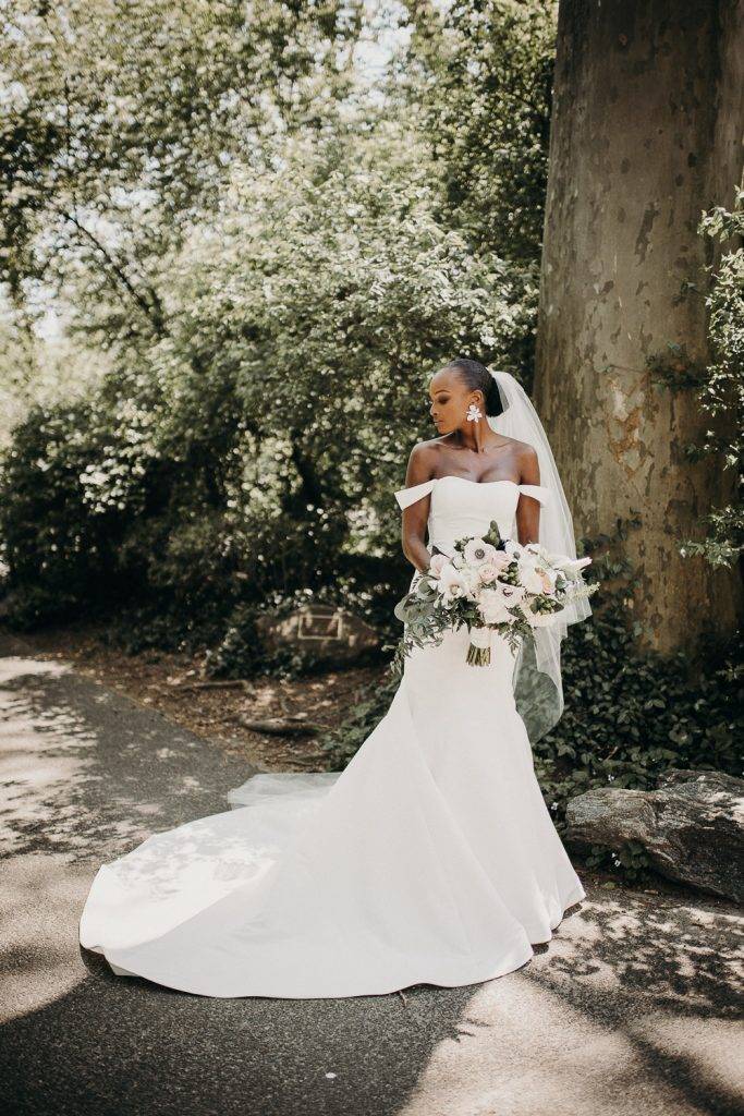 Bride portrait at nyc wedding in central park