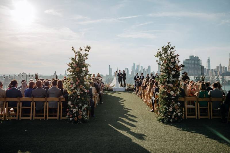 Wedding ceremony on top of the william vale in brooklyn