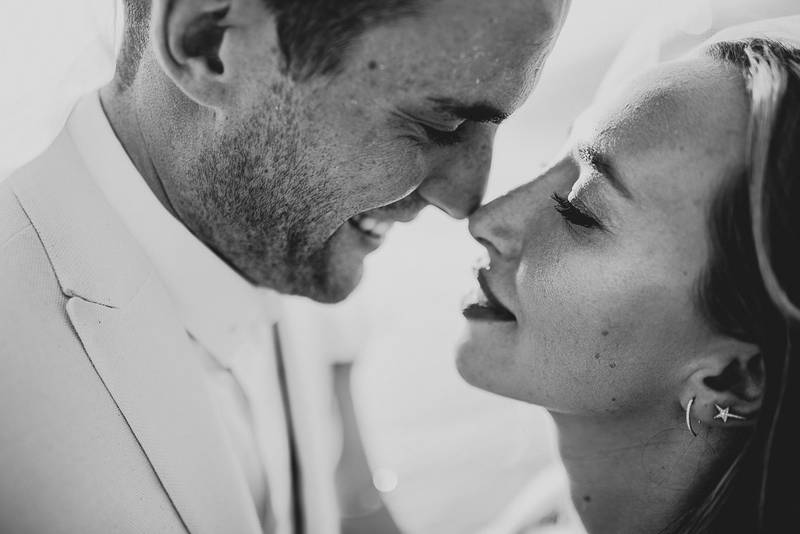 Bride and groom at hamptons beach wedding