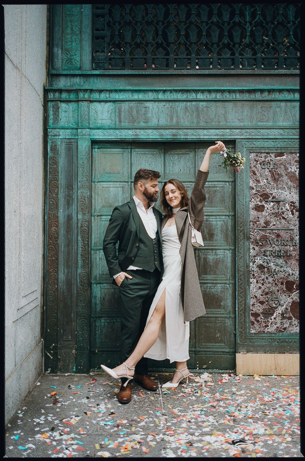 Film photo of nyc city hall wedding