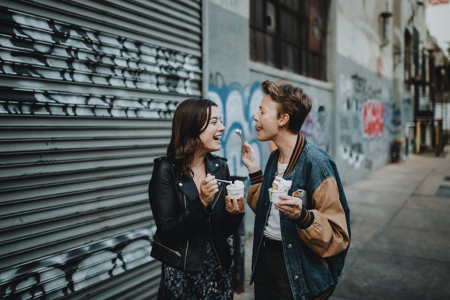 Brooklyn LGBTQ couple eating ice cream