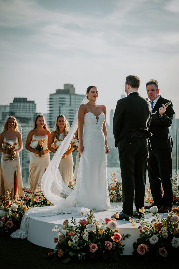 Wedding ceremony on top of the william vale in brooklyn