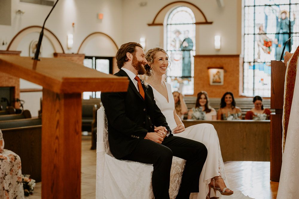 Bride and groom at hudson valley wedding ceremony