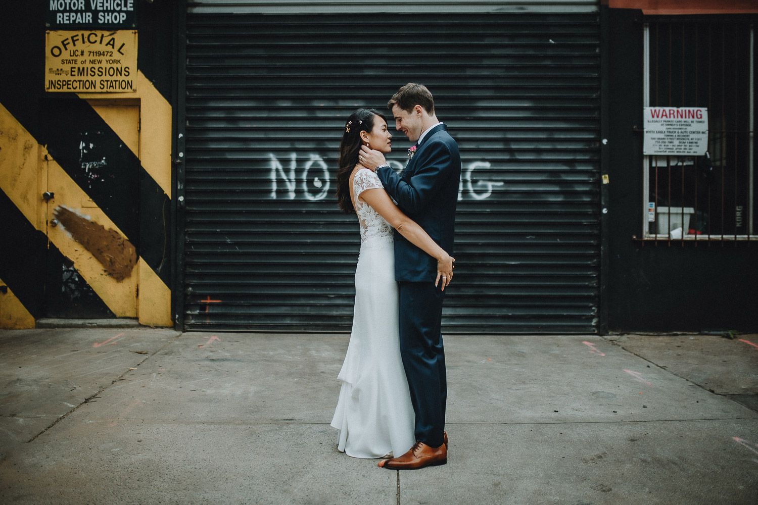 Bride and groom's butt grab at wedding in williamsburg brooklyn