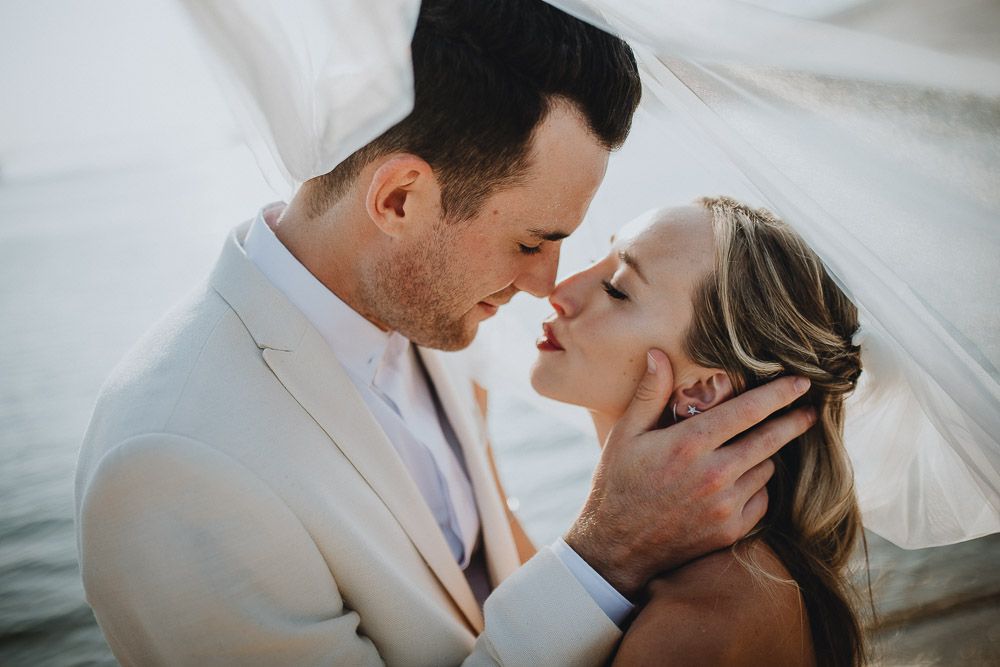 Bride and groom at hamptons beach wedding