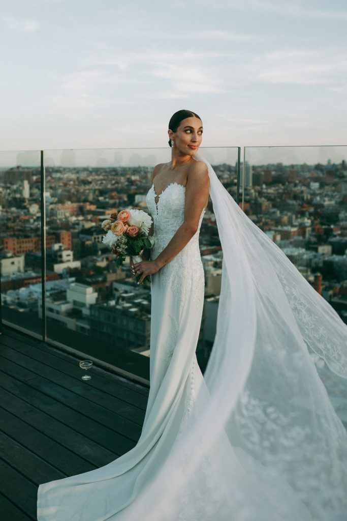 Bridal portrait at brooklyn wedding at the william vale (veil shot)