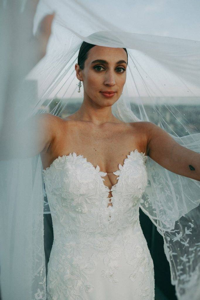 Bridal portrait at brooklyn wedding at the william vale (veil shot)