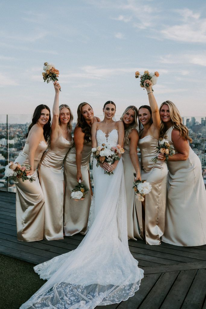 Bride and bridesmaids at brooklyn wedding at the william vale
