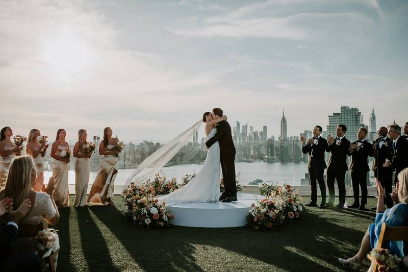 Wedding ceremony on top of the william vale in brooklyn