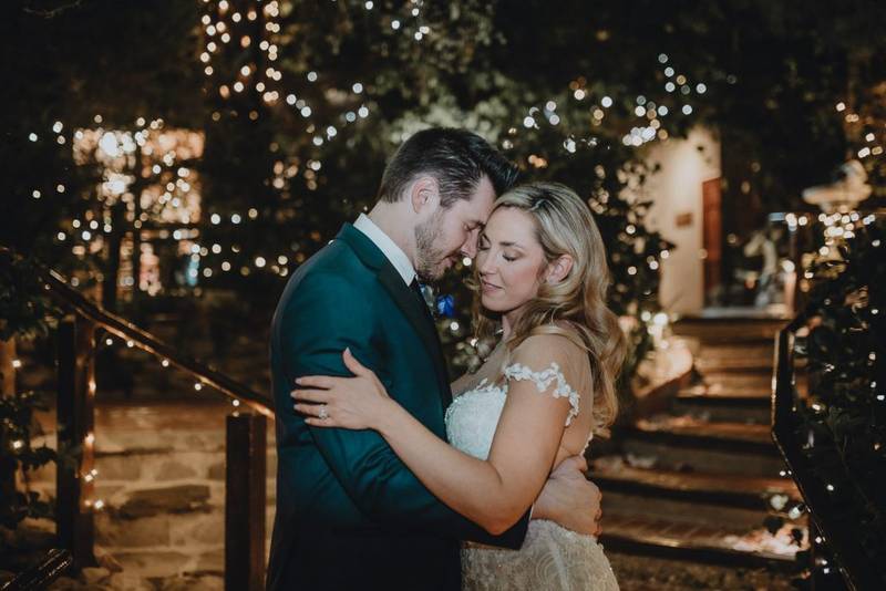 Bride and groom flash portrait at los angeles wedding