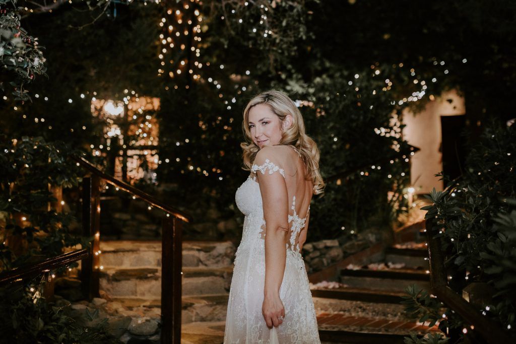 Night flash bridal portrait at los angeles wedding