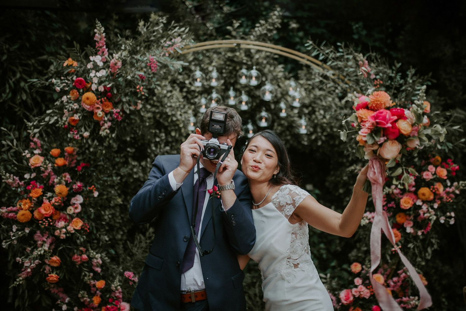 Bride and groom at mymoon wedding in williamsburg brooklyn