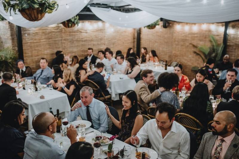 LGBTQ wedding of two brides in brooklyn restaurant