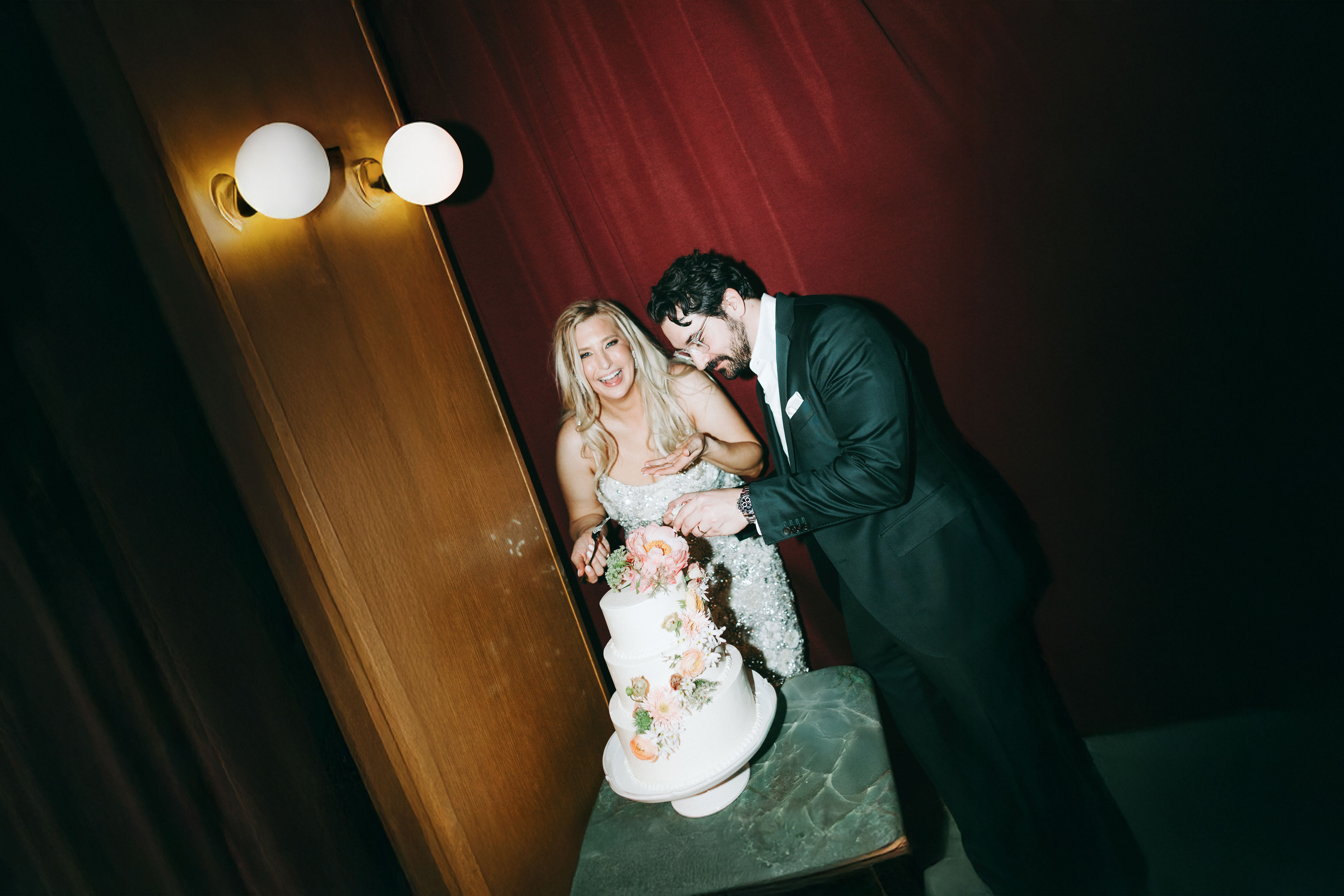 Fun nyc wedding reception (cake cutting)