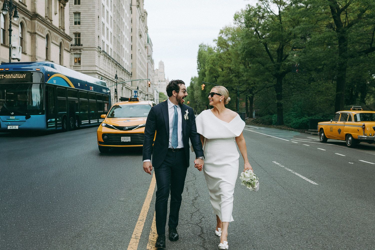 Bride and groom at nyc wedding