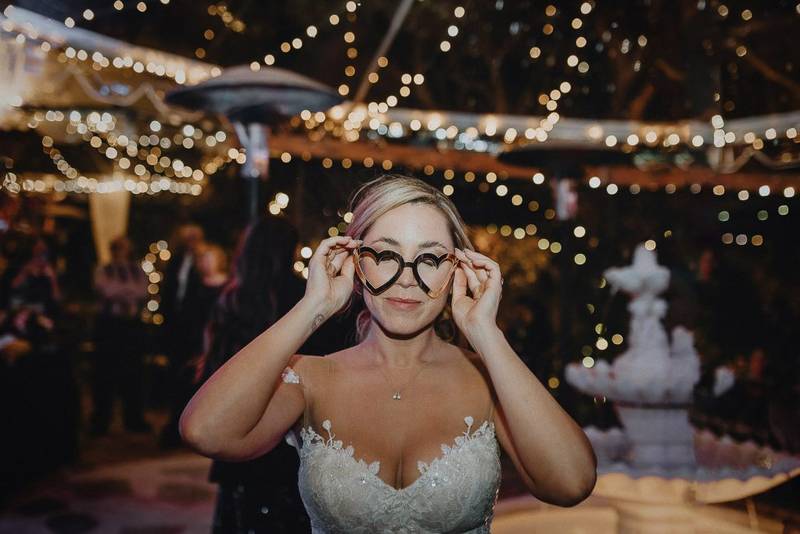 Night flash bride portrait at los angeles wedding
