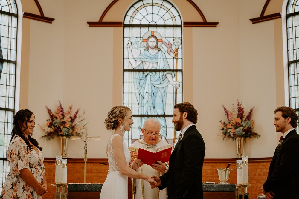 Bride and groom at hudson valley wedding ceremony