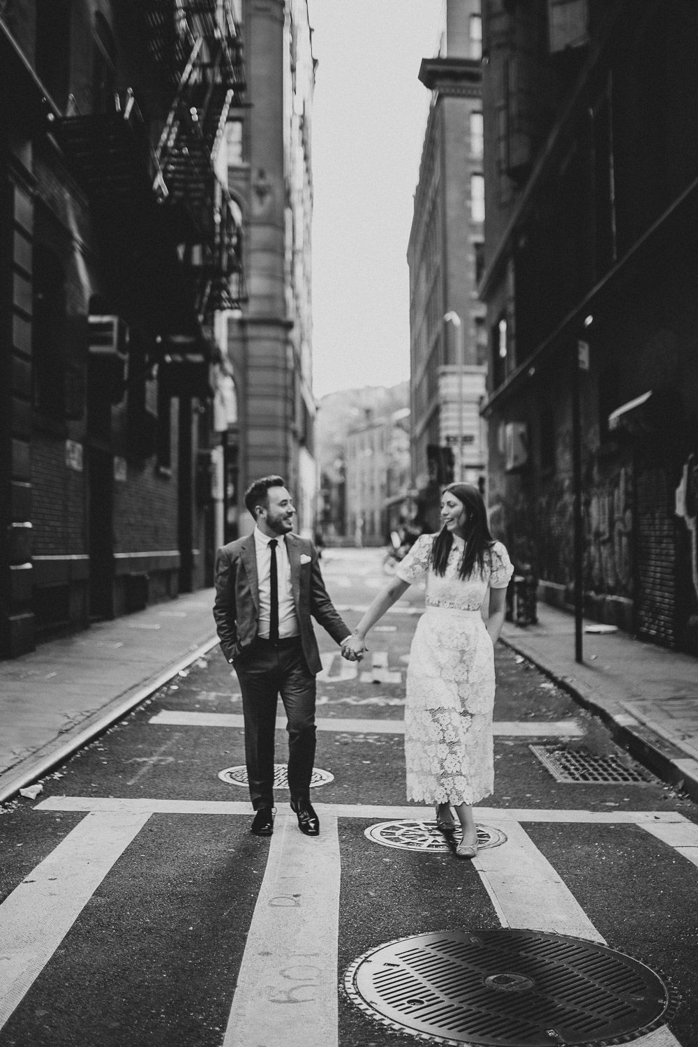 Bride and groom during elopement in soho nyc