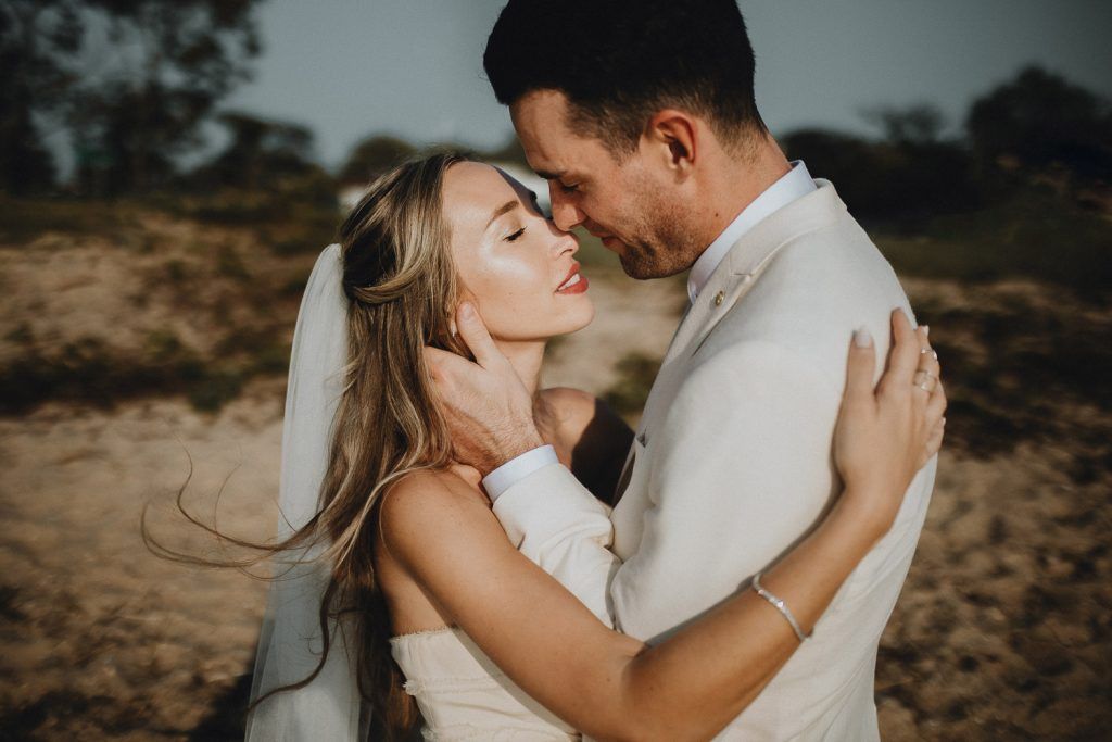 Bride and groom at hamptons beach wedding