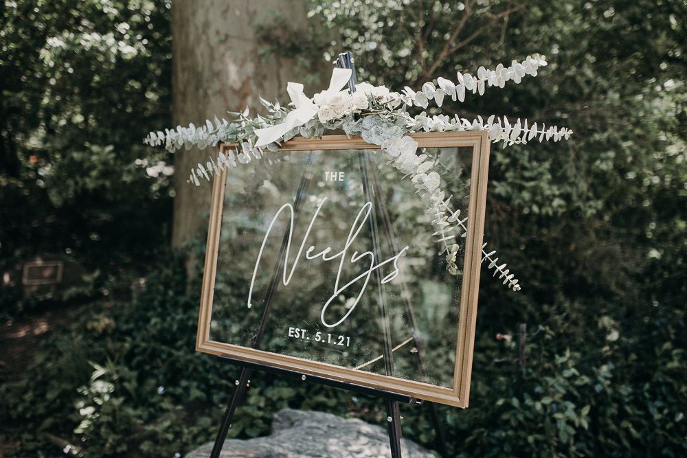 Wedding sign at nyc ceremony in central park