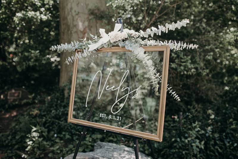 Wedding sign at nyc ceremony in central park
