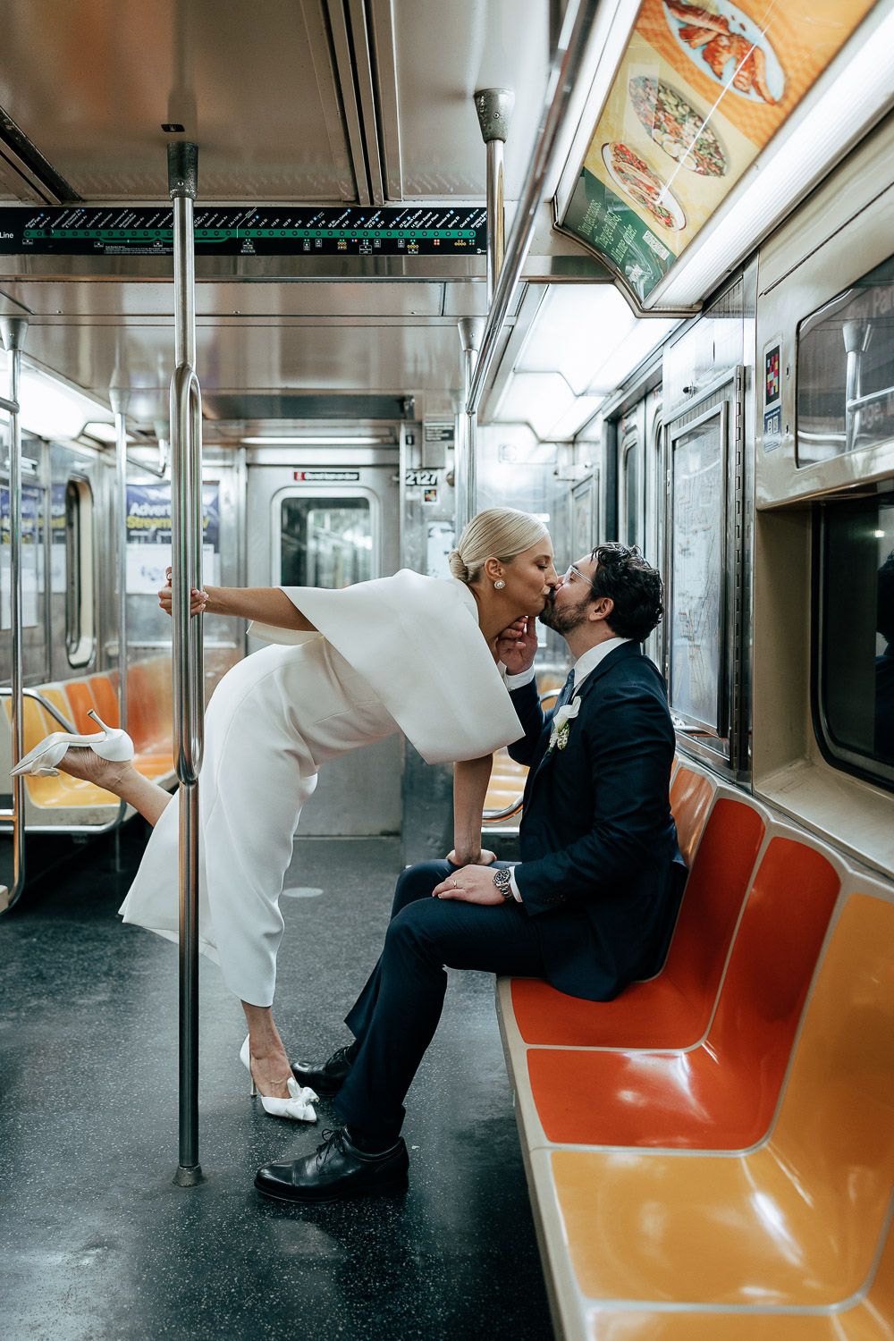 NYC wedding photo in subway