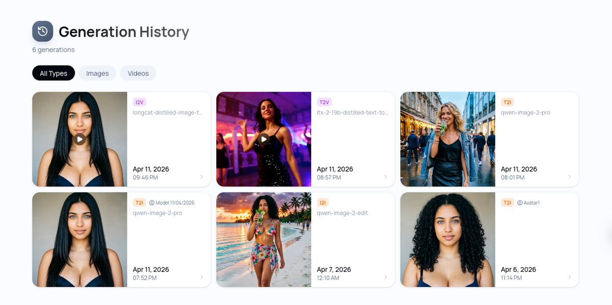 Generation history with multiple AI models