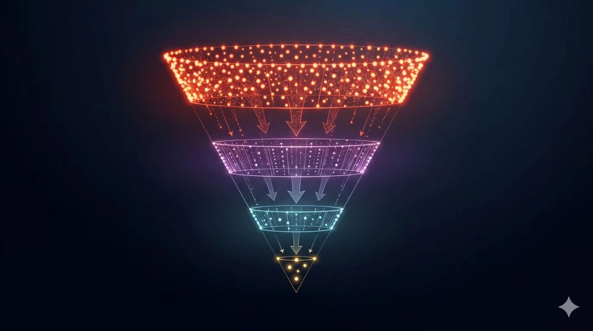 Illustration éditoriale du funnel de conversion du trafic Reddit des posts aux abonnés