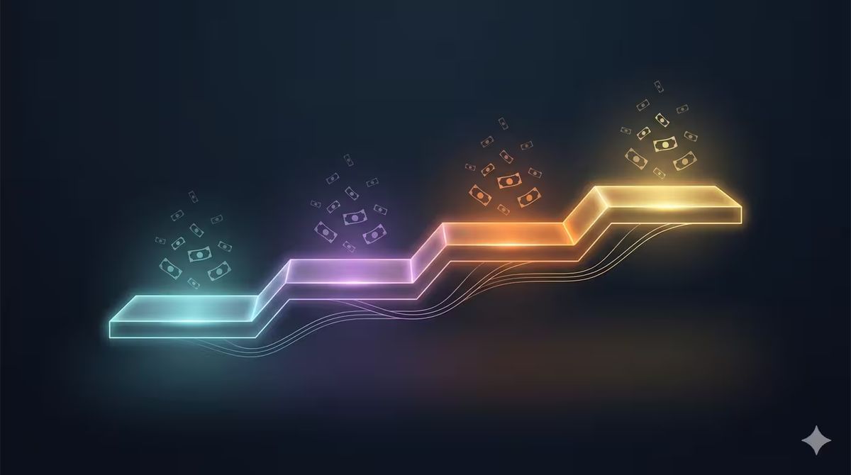 Illustration éditoriale des niveaux de pricing d'abonnement de l'entrée au premium