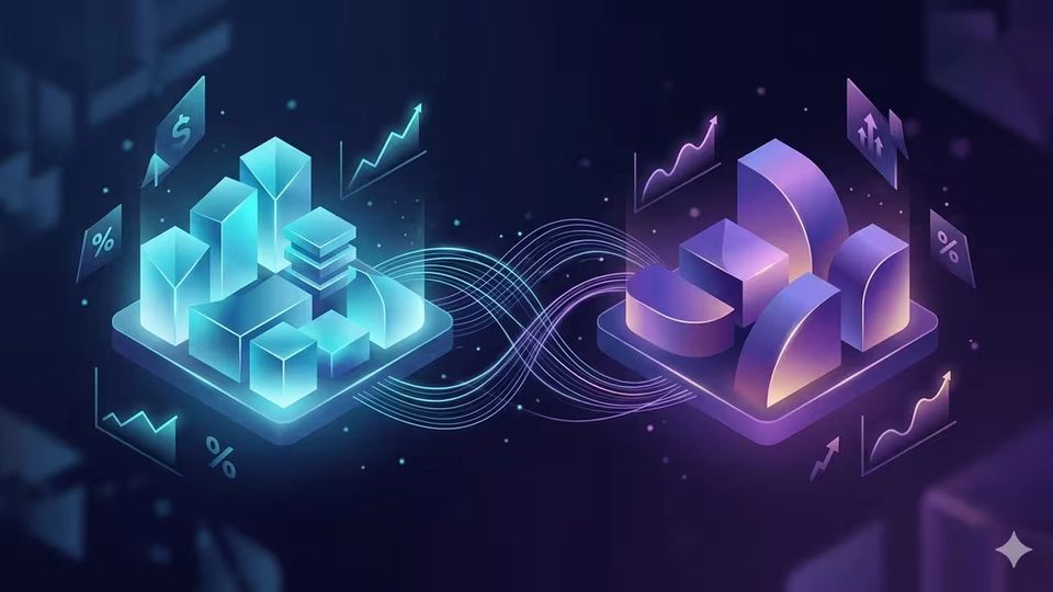 Editorial illustration comparing Fansly and Fanvue platform features for AI creators