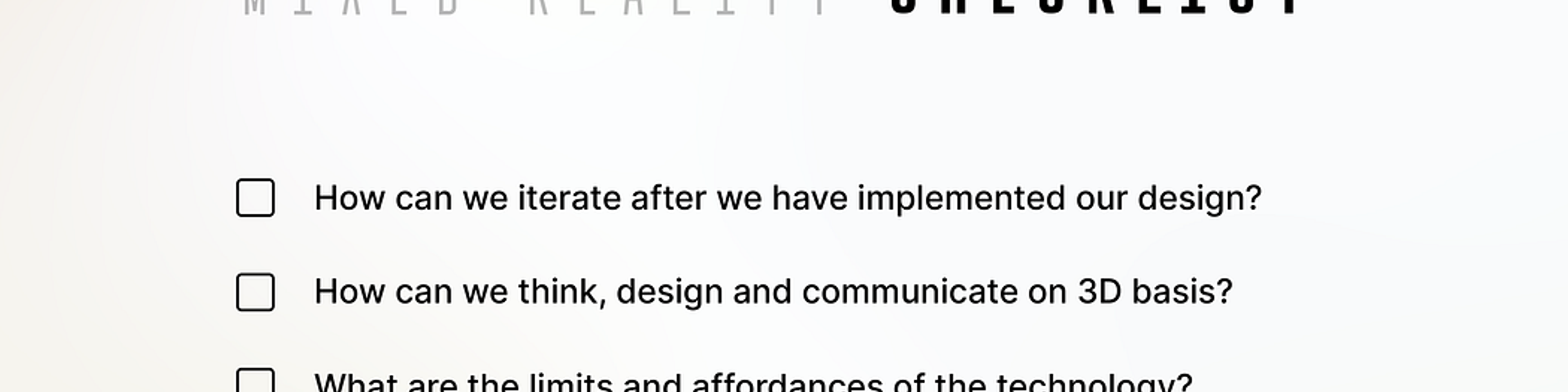 Mixed Reality Checklist with six questions for design teams