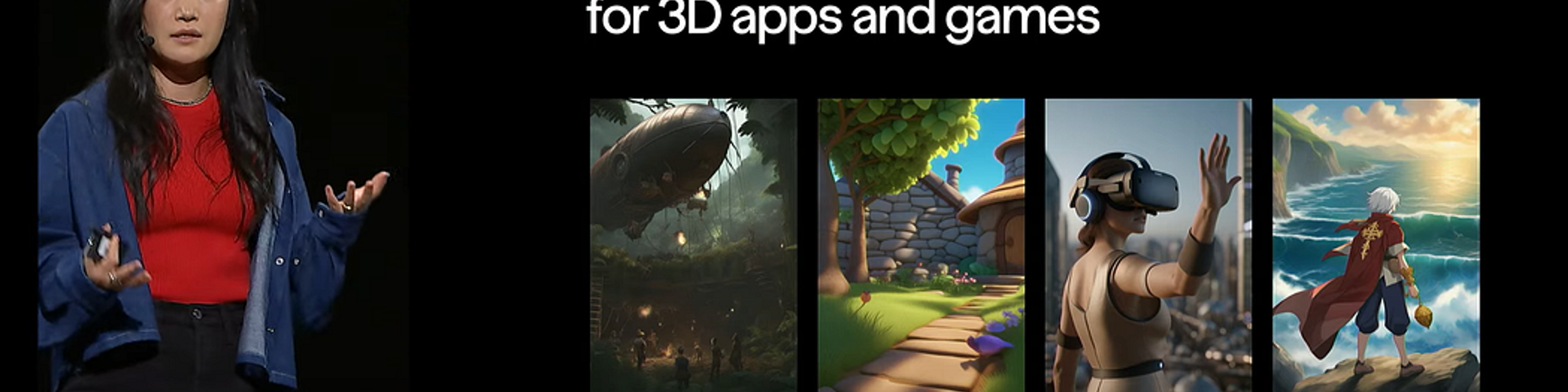 Cecilia Uhr presenting at Config 2024: designers face more variables for 3D apps and games