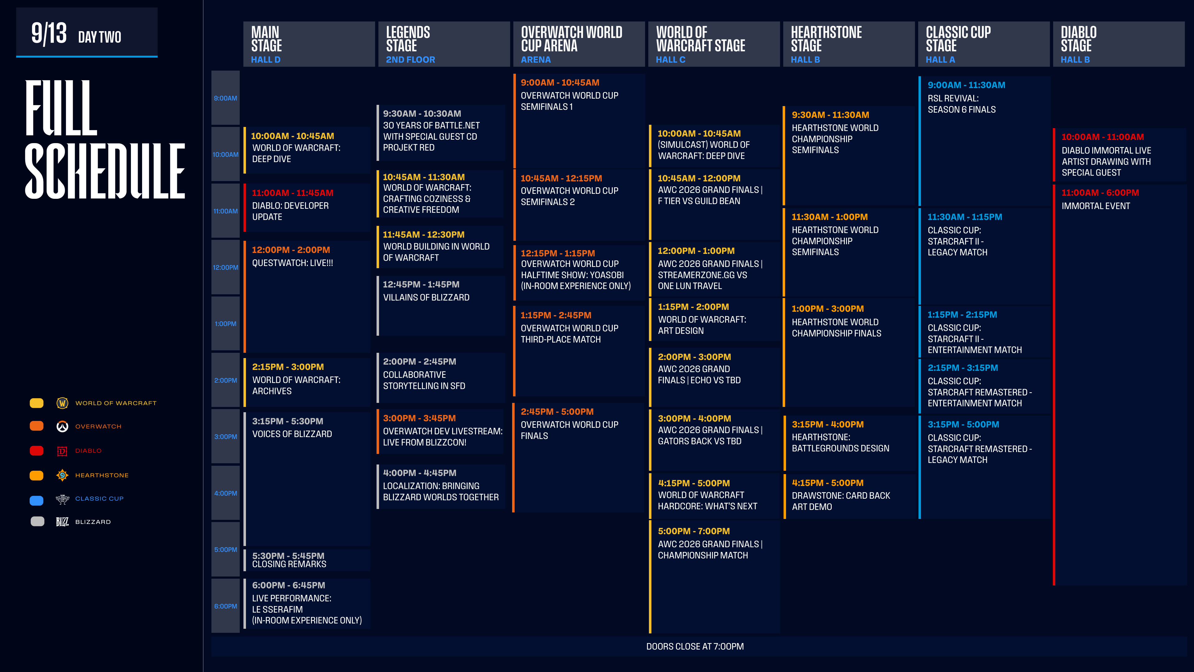 BlizzCon 2026 - Full Schedule Day Two