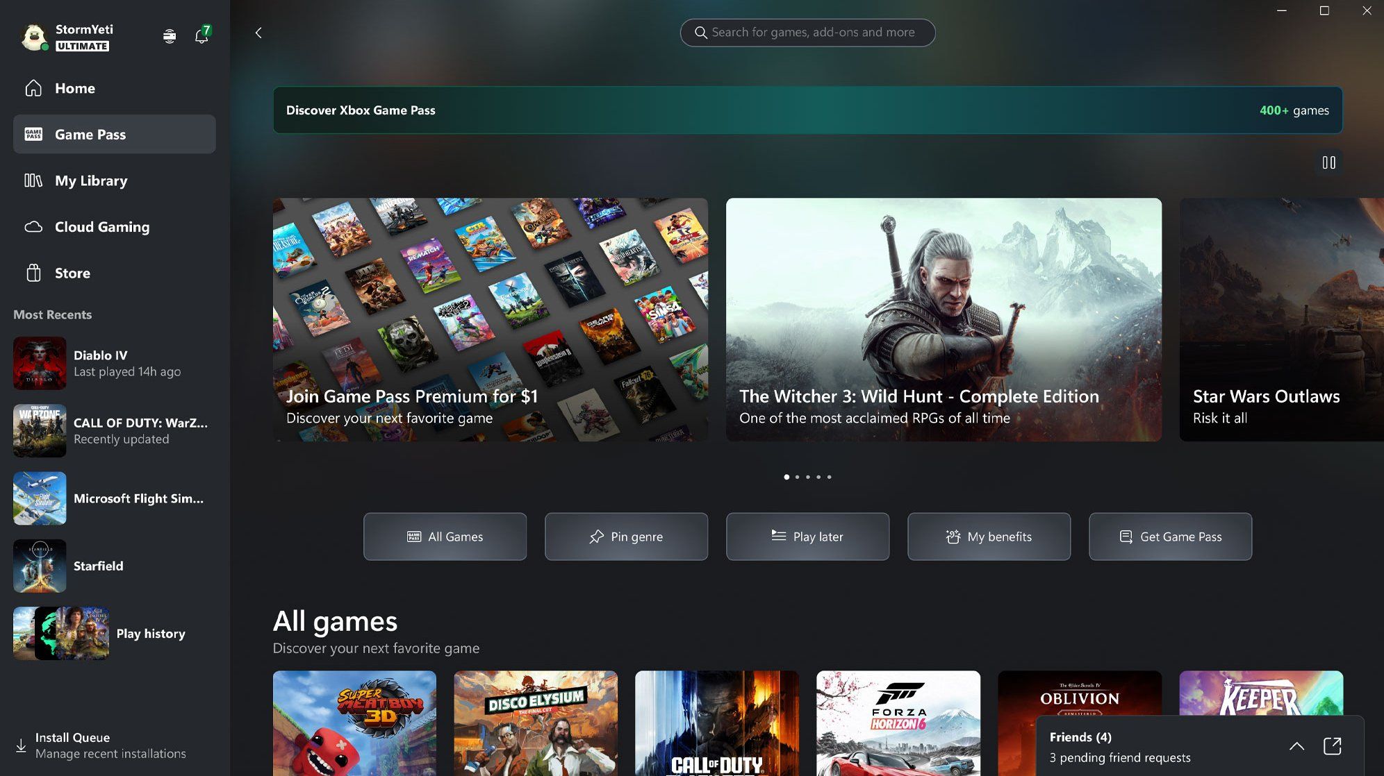 Xbox Mode for Windows 11 - Game Catalogue