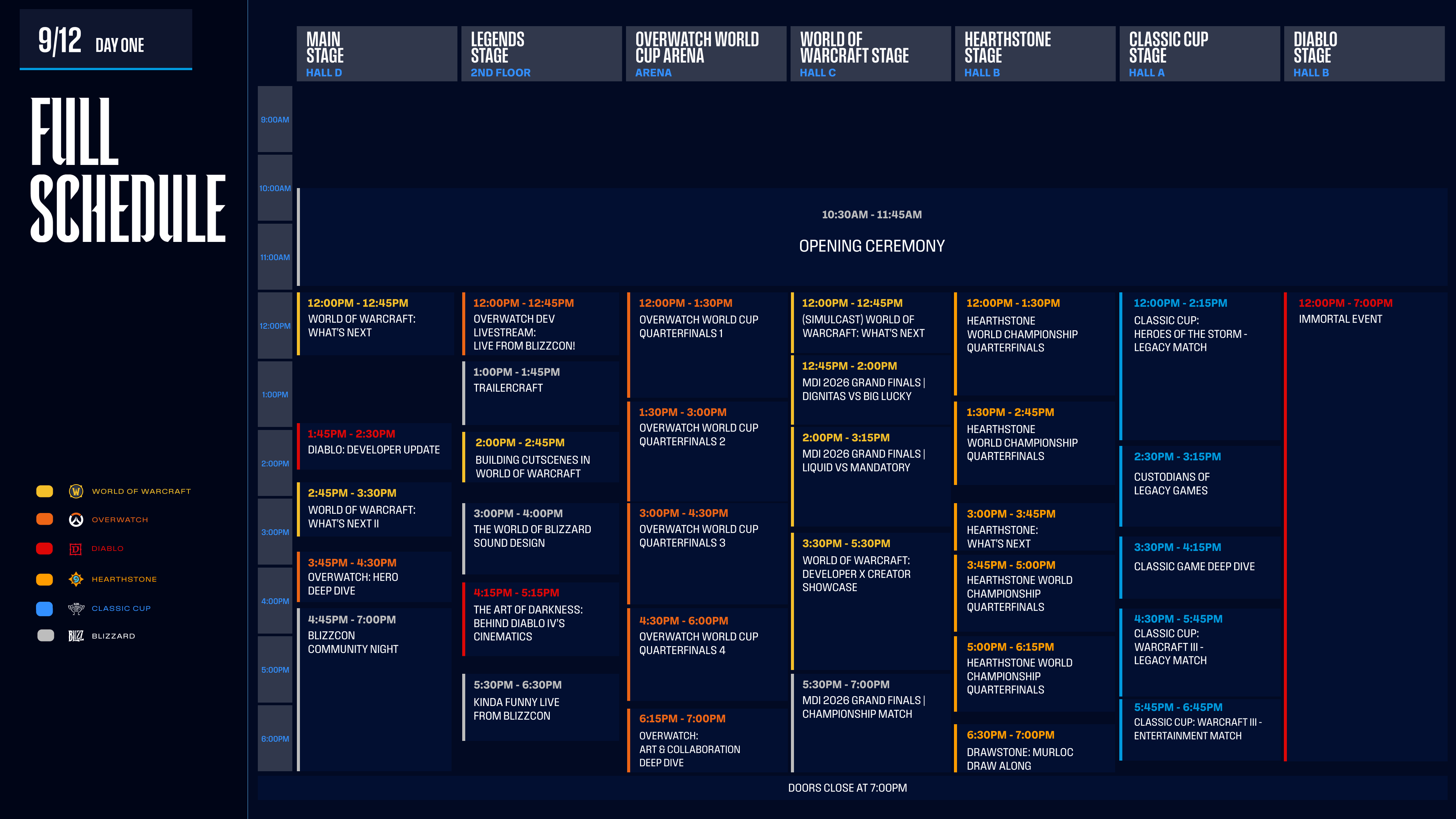 BlizzCon 2026 - Full Schedule Day One